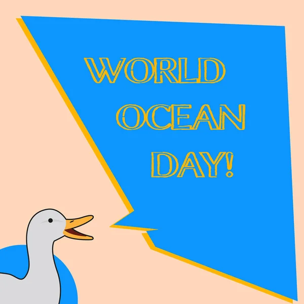 Texto de escritura de palabras Día Mundial del Océano. Concepto de negocio para la celebración mundial de grandes masas de agua salada . — Foto de Stock