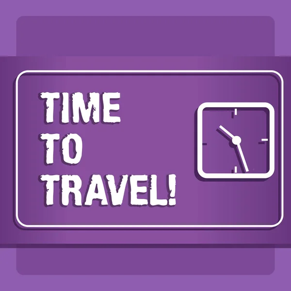 Word tekst tijdreizen te schrijven. Businessconcept voor verplaatsen of van de ene plaats naar de andere op vakantie gaan. — Stockfoto