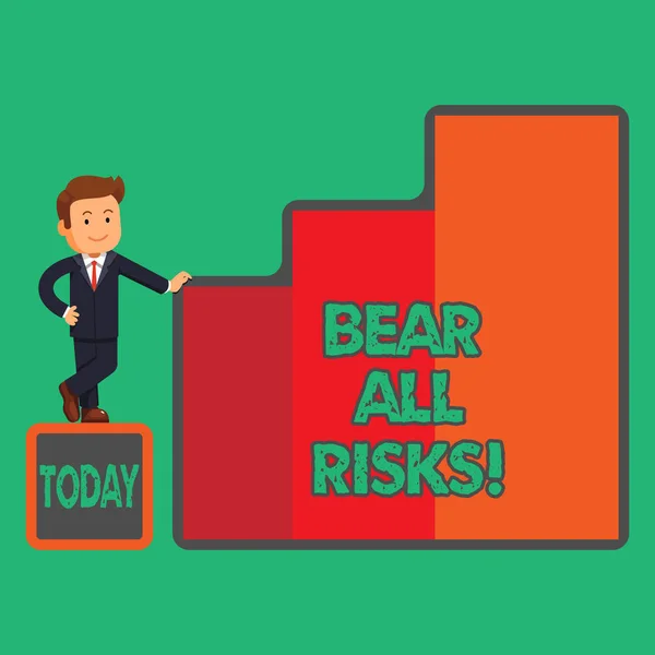 Signo de texto que muestra Bear All Risks. Foto conceptual Sé consciente de todas las cosas que pueden salir mal Protección financiera . —  Fotos de Stock