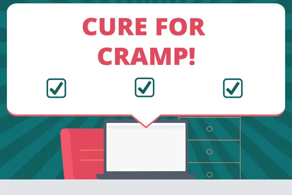 Escrita à mão texto Cure For Cramp. Conceito significado Tratamento médico bom cuidado contra algum tipo de dor . — Fotografia de Stock