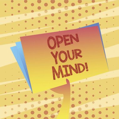 Kavramsal el açık Your Mind gösterilen yazma. İş fotoğraf vitrine openminded kabul et yeni farklı şeyler fikirler durumlar olabilir.