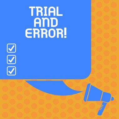 Deneme yanılma gösterilen not yazma. Bir şey ve yapım hataları renk siluet, boş Meydanı konuşma balonu ve megafon fotoğraf yapmak için çalışarak Lear vitrine iş fotoğraf.