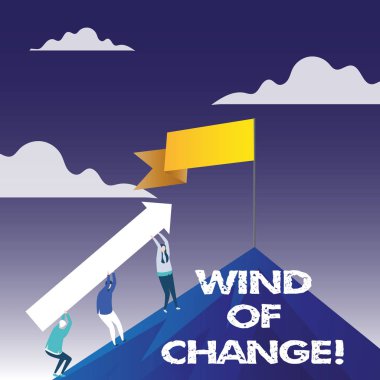 El yazısı metin Rüzgar Of Change yazma. Şeyin farklı bir şekilde büyüyen değiştirme zaman anlam kavramı.