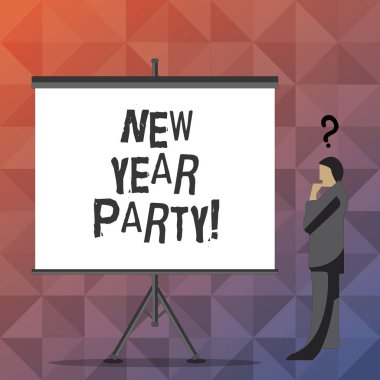 El yazısı metin yeni yıl partisi. Kutlama mutlu neşeli zaman geliyor 365 gün anlam kavramı.