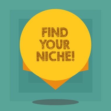 Kavramsal el yazma Your niş bulmak gösterilen. Pazar çalışma belirli potansiyel müşteri pazarlama boş renk Circle gölge ve tasarım kenarında arayan vitrine iş fotoğraf.