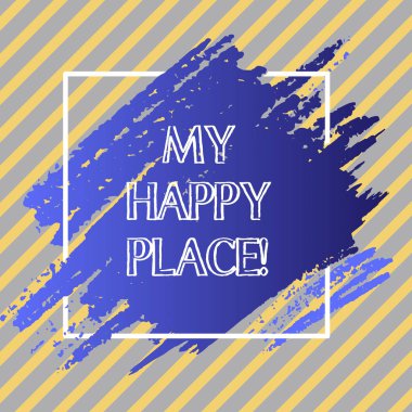 Kavramsal el mutlu yerimi gösterilen yazma. İş fotoğraf metin alanı nerede mutlu rahat rahat hissediyorum ilham.