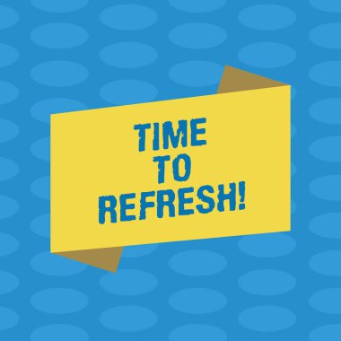 Word metin için yenileme yazma. İş kavramı doğru an boşluk ya da boş renk katlanmış afiş şerit düz stil fotoğraf duyuru Poster için yenilik stratejileri yenilemek için.