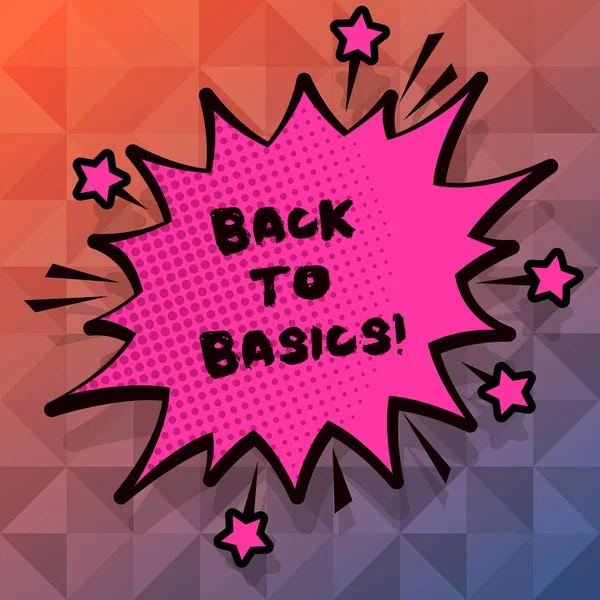 Tekst teken weergegeven: Back To Basics. Conceptuele foto terugkeer eenvoudige dingen fundamenteel essentiële primaire grondslag. — Stockfoto