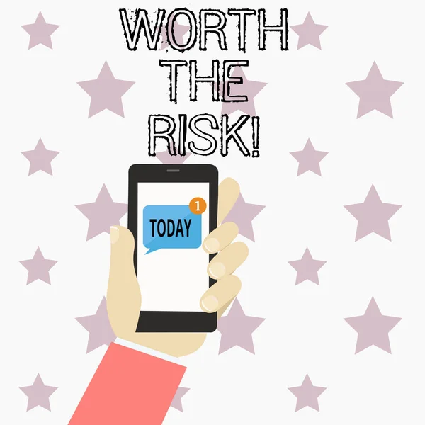 Manuscrito de texto escrevendo Worth The Risk. Conceito significado Algo pode ser perigoso, mas você ainda quer fazê-lo . — Fotografia de Stock