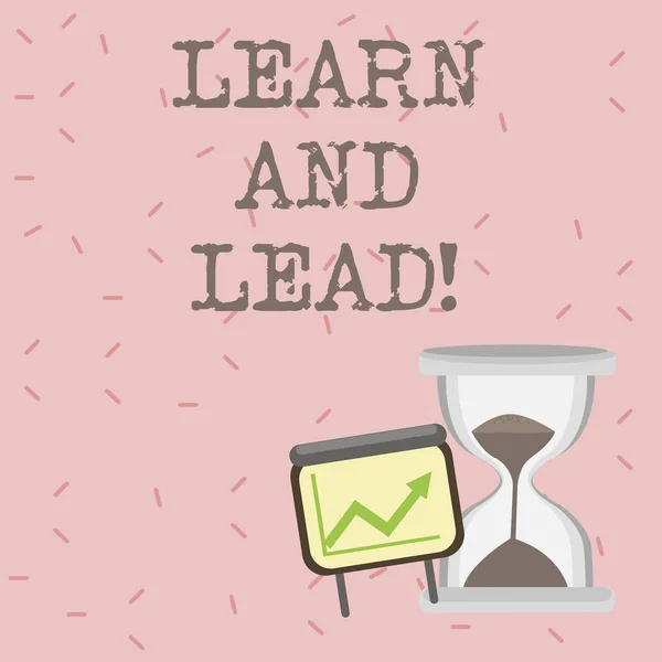 Signo de texto que muestra Learn And Lead. Foto conceptual Mejorar las habilidades y conocimientos para adaptarse al liderazgo . —  Fotos de Stock
