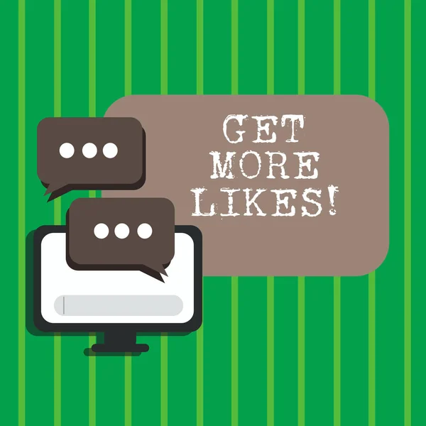 Signo de texto que muestra Get More Likes. Foto conceptual Recomendaciones para tener seguidores adicionales en redes sociales . —  Fotos de Stock