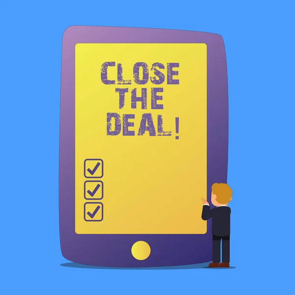 Scrivere una nota che mostra Close The Deal. Business photo showcase Accordo per le imprese Lavorare con successo su un team . — Foto Stock