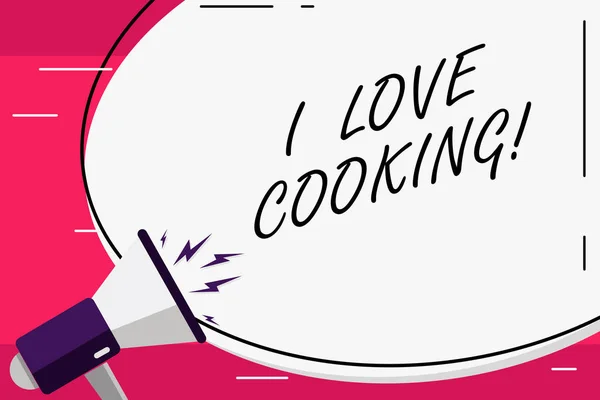 Texto de escritura de palabras I Love Cooking. Concepto de negocio para tener afecto por las artes culinarias preparar alimentos y postres . —  Fotos de Stock