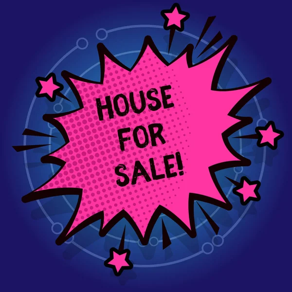 Írásbeli Megjegyzés mutatja a ház eladó. Üzleti fotó lehetőséget vásárolhat ingatlan bemutató. — Stock Fotó