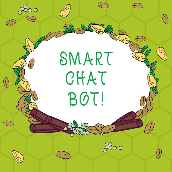 Handwriting text Smart Chat Bot. Concept meaning Artificial intelligence chatting with machines robots Wreath Made of Different Color Seeds Leaves and Rolled Cinnamon photo.