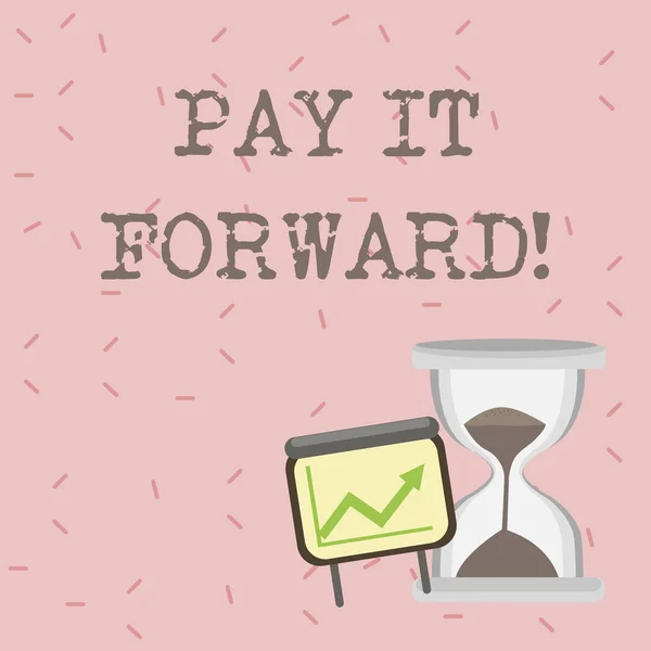 Sinal de texto mostrando Pay It Forward. Foto conceitual Faça o pagamento uma certa quantidade de tempo após a compra . — Fotografia de Stock