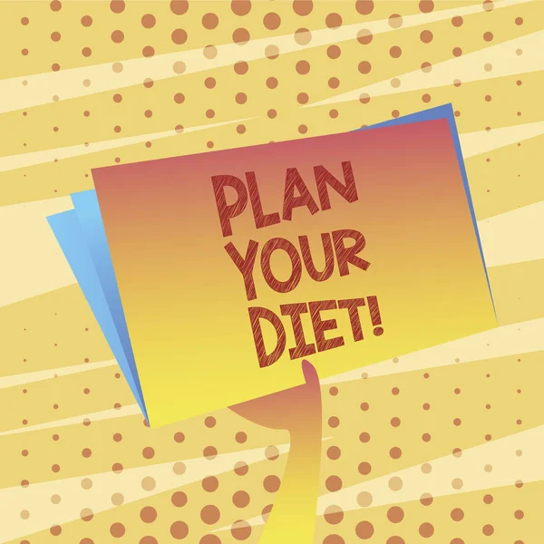 Escrita de mão conceitual mostrando Plan Your Diet. Foto de negócios mostrando Agendar atividades de fitness e refeições para perder peso . — Fotografia de Stock