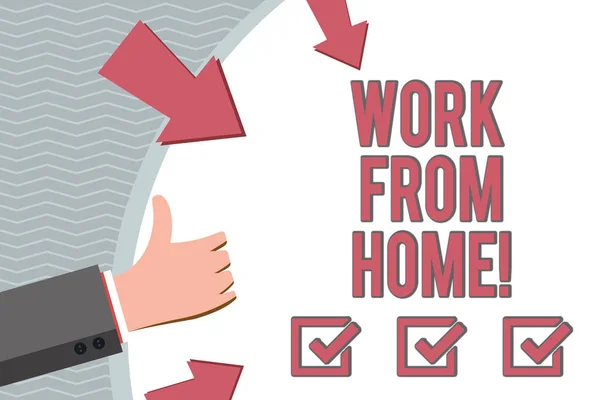 显示在家工作的概念手写。商业照片展示自由职业者的工作在你的房子方便的技术. — 图库照片