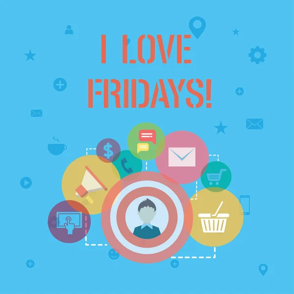 Parola che scrive testo I Love Friday. Business concept per Affetto per l'inizio del fine settimana godere di giorni liberi . — Foto Stock