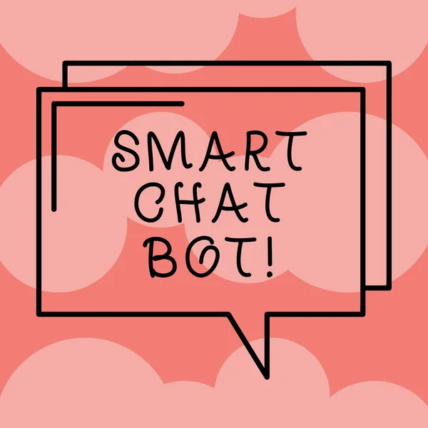 Writing note showing Smart Chat Bot. Business photo showcasing Artificial intelligence chatting with machines robots Rectangular Outline Transparent Comic Speech Bubble photo Blank Space.