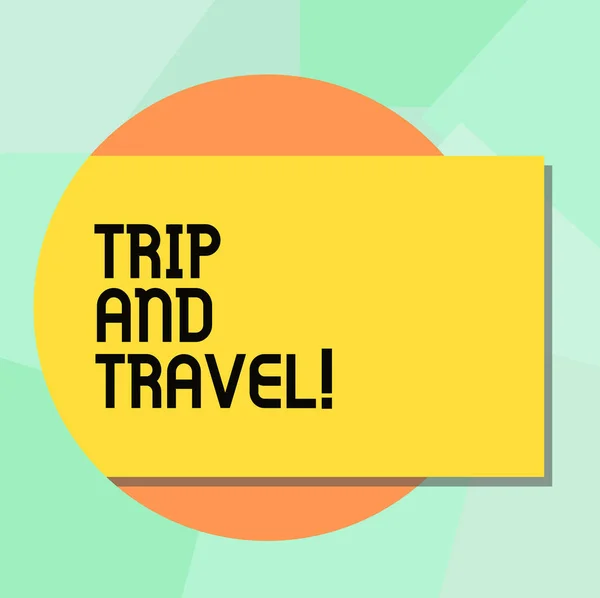Conceptuele hand schrijven tonen van reis en reizen. Zakelijke foto presentatie van reizen voor vakantie vrolijk happy wetende nieuwe rechthoekige vorm van de kleur met schaduw Coming Out van een cirkel plaatsen. — Stockfoto