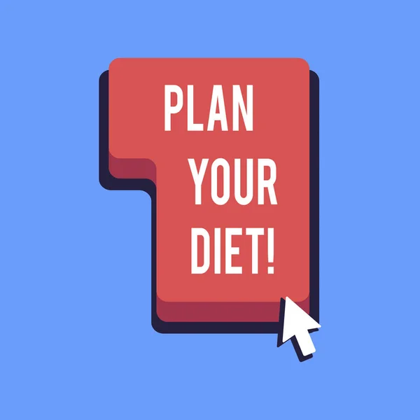 Writing note showing Plan Your Diet. Business photo showcasing Schedule fitness activities and meals to lose weight. — Stock Photo, Image