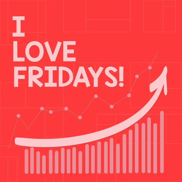 Conceptual hand writing showing I Love Fridays. Business photo showcasing Affection for the start of the weekend enjoy days off. — Stock Photo, Image