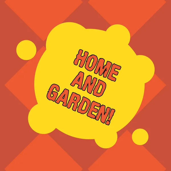 Handwriting text writing Home And Garden. Concept meaning Gardening and house activities hobbies agriculture Blank Deformed Color Round Shape with Small Circles Abstract photo. — Stock Image Handwriting text writing Home And Garden. Concept meaning Gardening and house activities hobbies agriculture Blank Deformed Color Round Shape with Small Circles Abstract photo. Stock Picture