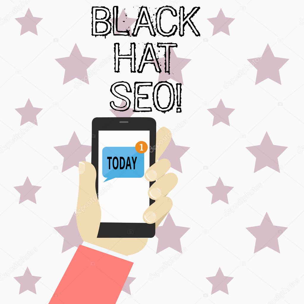Handwriting text writing Black Hat Seo. Concept meaning Search Engine Optimization using techniques to cheat browsers.