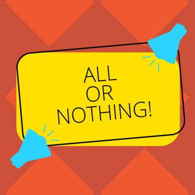 El yazısı metin bütün ya da bir şey yok. Almak veya her şeyi yok orta puan kaybedersiniz anlam kavramı iki megafon ses simgesini boş renk dikdörtgen şeklinde özetlenen kabul etmiş.