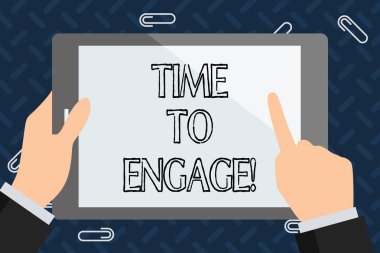 Zaman meşgul gösterilen metin işareti. Kavramsal fotoğraf almak birisi ile bir uzlaşma nişan doğru anı.