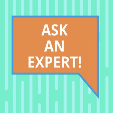 Word metin yazma bir uzman sormak. Tavsiye için birisi ile sınır fotoğraf sağ el ile bir konuda boş dikdörtgen renk konuşma balonu büyük bilgi için Asking için iş kavramı.