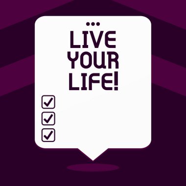 Live Your Life gösterilen not yazma. İş fotoğraf vitrine motivasyon ilham senin hayallerini gerçekleştirmek gol.