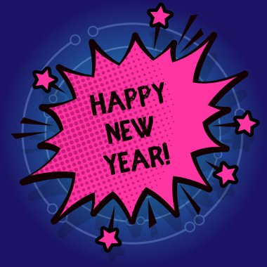 Mutlu yeni yıl gösterilen not yazma. Tebrik kutlama tatil taze başlamak en iyi dilek vitrine iş fotoğraf.