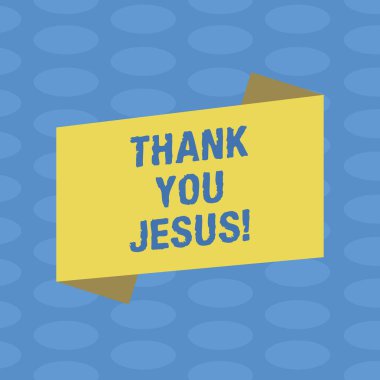 Word metin teşekkür ederim İsa yazma. Ne Tanrı dini boş renk katlanmış afiş şerit düz stil fotoğraf duyuru Poster için verdiği için minnettar olmak için iş kavramı.