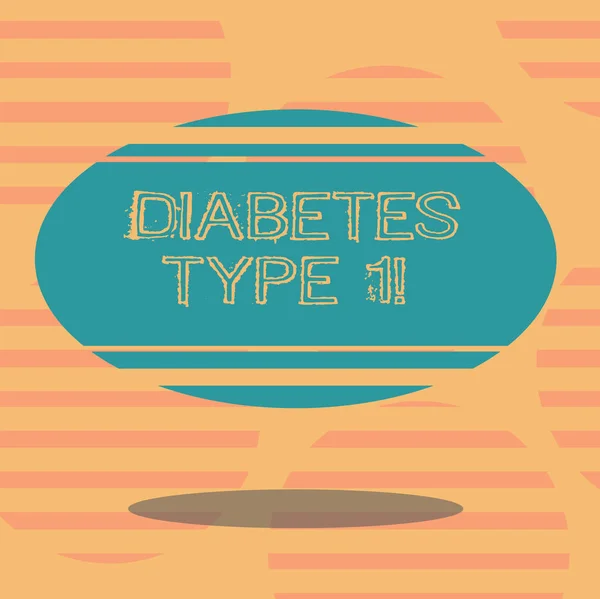Word writing text Diabetes Type 1. Business concept for condition in which the pancreas produce little or no insulin Blank Color Oval Shape with Horizontal Stripe Floating and Shadow photo.