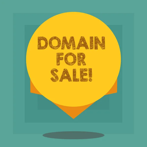 Conceptuele hand schrijven tonen Domain For Sale. Zakelijke foto presentatie van de Website beschikbaar worden gekocht webpage niet wordt gebruikt leeg kleurencirkel met schaduw en ontwerp aan de rand. — Stockfoto
