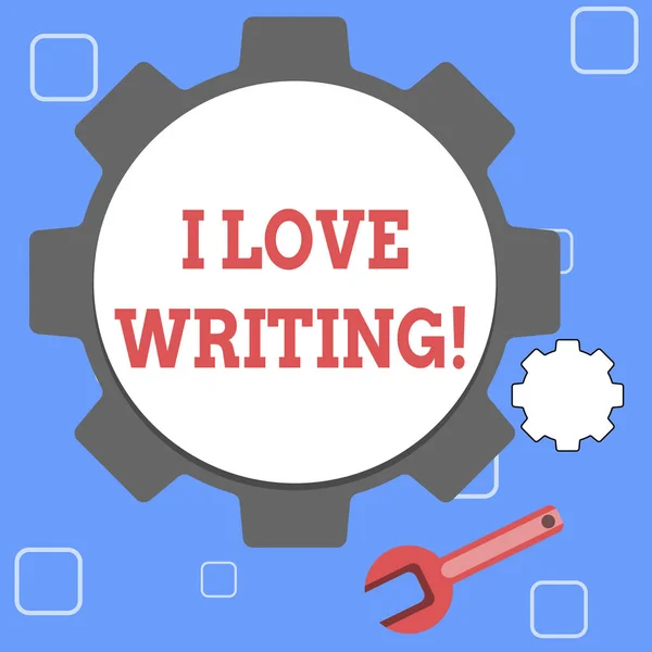 Handskrift text jag älskar att skriva. Begrepp som betyder kärlek för att skapa romaner journaler inspirerande författare. — Stockfoto