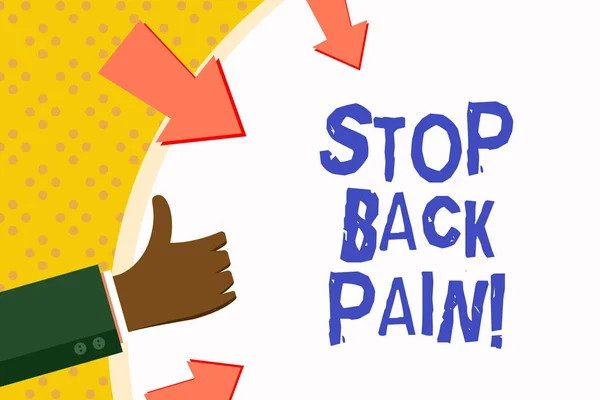 Texto para escrita de palavras Stop Back Pain. Conceito de negócio para tratamento médico de sintomas físicos músculos dolorosos . — Fotografia de Stock