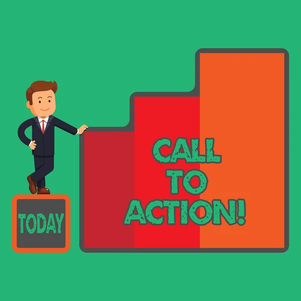 Sinal de texto mostrando Call To Action. Foto conceitual Incentivar decisão Avançar estratégia bem sucedida . — Fotografia de Stock