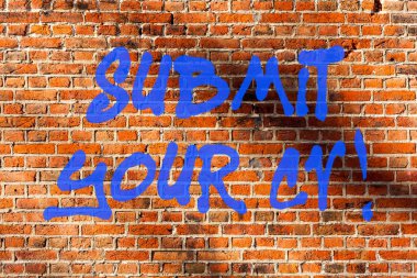 Kavramsal el yazma gösteren Cv. iş boyun eğmek fotoğraf metin Looking bir iş istihdamı için özgeçmiş tuğla duvar sanat Graffiti motivasyonel çağrı duvarda yazılı gibi uygulamak için bize gönderin.