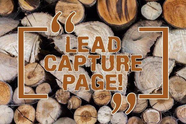 Word writing text Lead Capture Page. Business concept for landing sites that helps collect leads for promotions Wooden background vintage wood wild message ideas intentions thoughts.