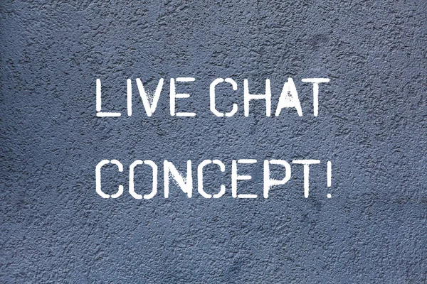 Text sign showing Live Chat Concept. Conceptual photo web service that allows showing friends to communicate Brick Wall art like Graffiti motivational call written on the wall.