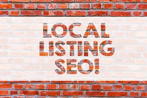 Conceptual Hand Writing Showing Local Listing Seo Business Photo Showcasing — Stock Photo, Image