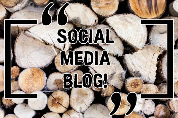 Writing note showing Social Media Blog. Business photo showcasing Web page that serves publicly accessible demonstratingal journal Wooden background vintage wood wild message ideas intentions thoughts