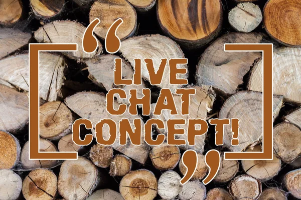 Word writing text Live Chat Concept. Business concept for web service that allows showing friends to communicate Wooden background vintage wood wild message ideas intentions thoughts.