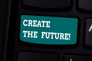 Gelecek oluşturmak yazma el yazısı metin. Kavram gerçekten hayallerinizi ulaşmak zor iş yapmak klavye tuşuna basarak tuş takımı fikir bilgisayar ileti oluşturmak için niyeti gerçek gelir.