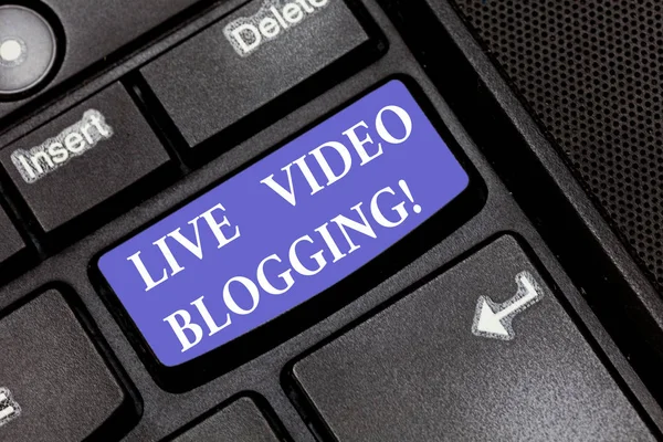 Word writing text Live Video Blogging. Business concept for form of web television on internet made by bloggers Keyboard key Intention to create computer message pressing keypad idea. — Stock Photo, Image