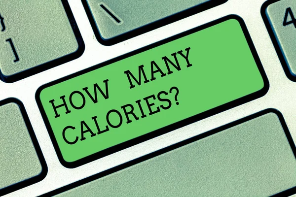 Word writing text How Many Calories. Business concept for asking about nutritional requirement or consumption food Keyboard key Intention to create computer message pressing keypad idea. — Stock Photo, Image