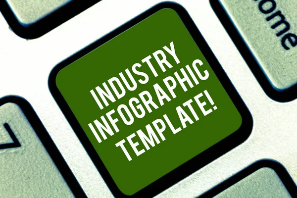 Texto de escritura de palabras Plantilla de infografía industrial. Concepto de negocio para Pattern a utilizar en la creación de imagen visual Teclado clave Intención de crear mensaje de ordenador pulsando el teclado idea . — Foto de Stock